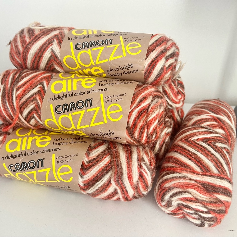 CARON Dazzle Aire Vintage Yarn Lot 6 Skeins 4PLY 3oz Skeins Colour 2674 Russets